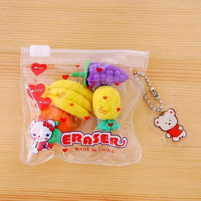 Fancy Erasers Pouch - Fruits - Pkt