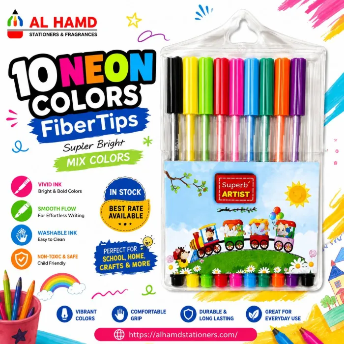 10 Neon Colors FiberTips - Signature Pointer - Mix Colors