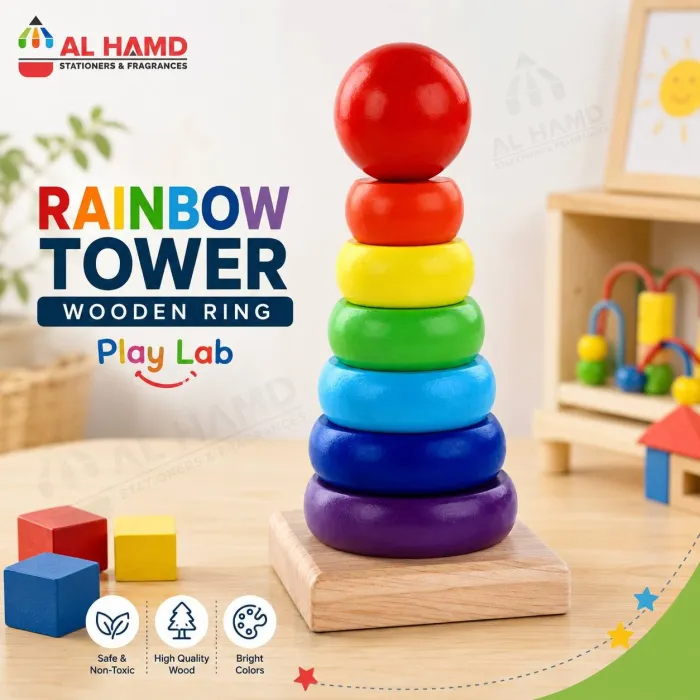 RAINBOW TOWER - WOODEN RING | Play Lab