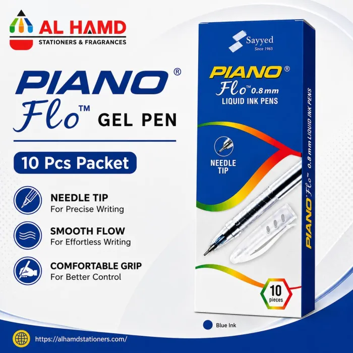 Piano Flow Gel Pen Blue - 10Pcs Pkt