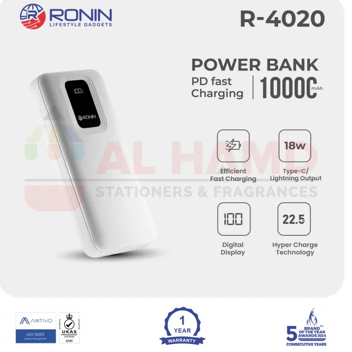 Ronin R-4020 10000 MAh Power Bank White
