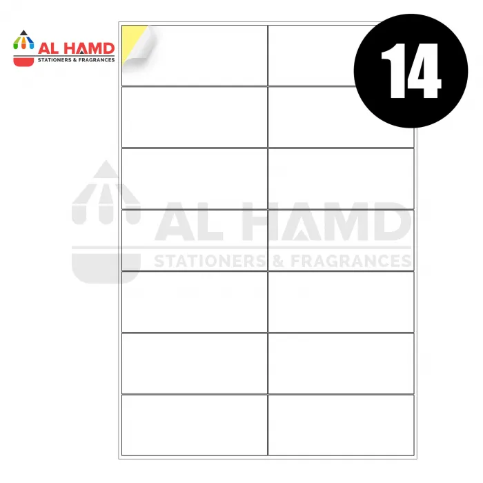 14 Labels A4 Size Sticker Sheet 50Sheets Pkt