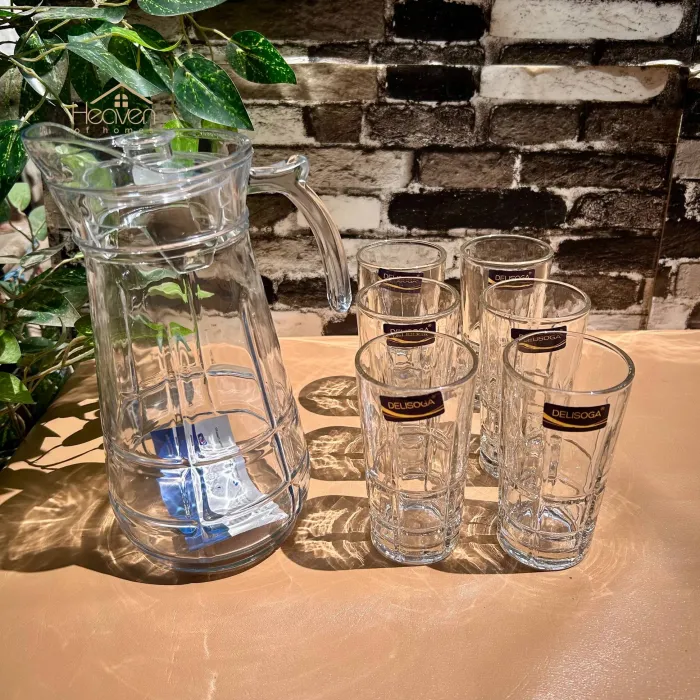 Glass Water Set – 6 Glasses + Jug