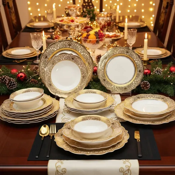 Luxury Gold Rim Dinner Set (24 pcs)